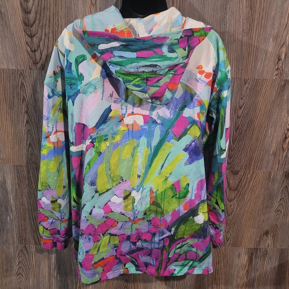 Claire Desjardins Activewear Full Zip Hoodie Tunic XL Art to Wear Colorful - Picture 8 of 13